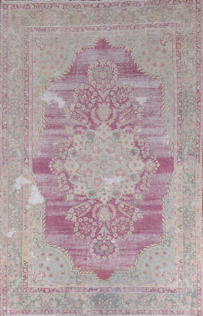 Wool Distressed Kerman Persian Area Rug 7x9