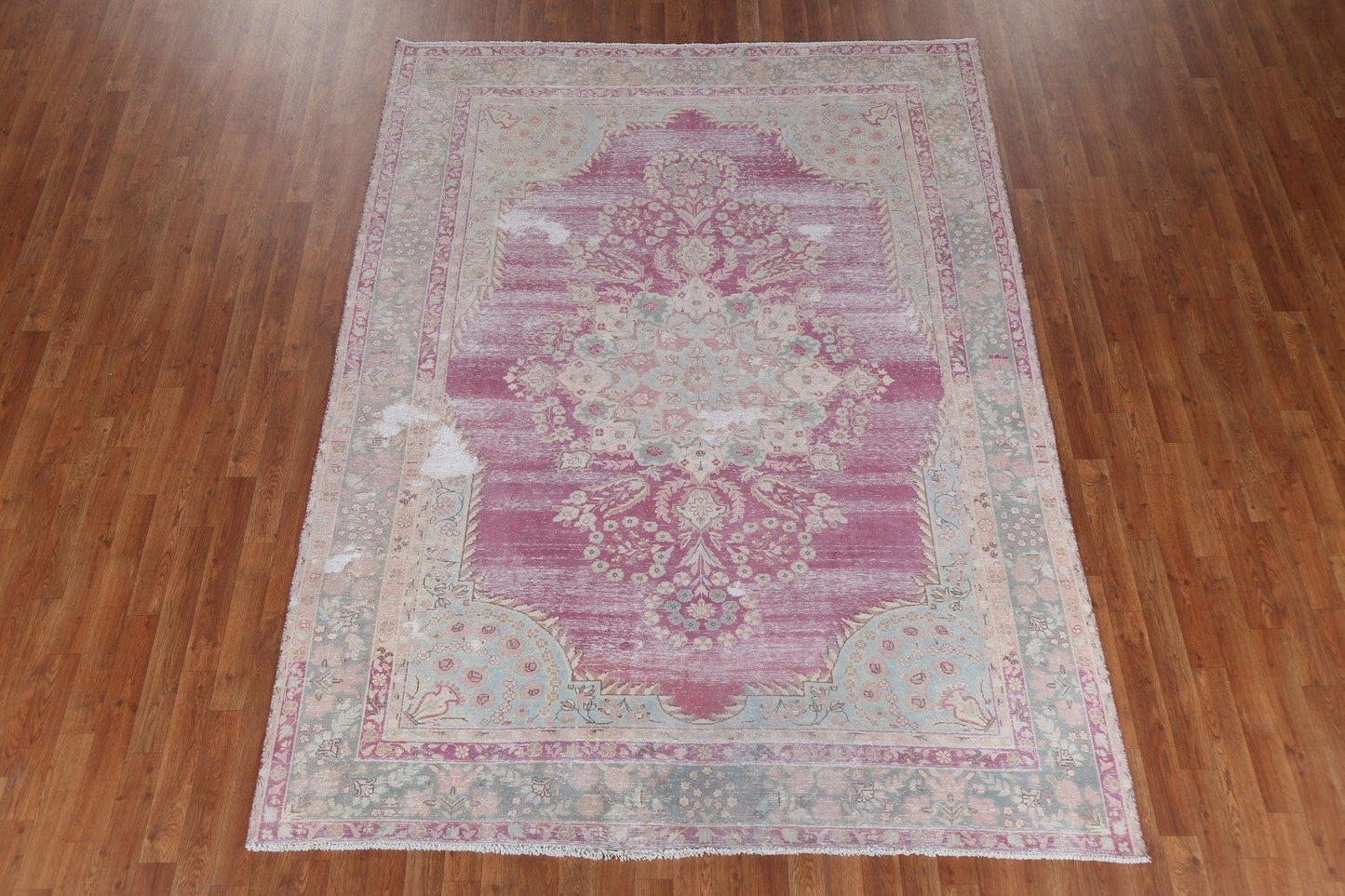 Wool Distressed Kerman Persian Area Rug 7x9