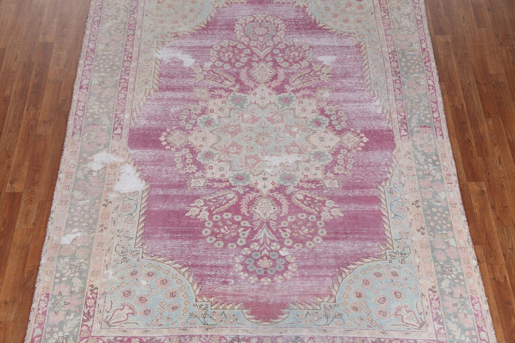 Wool Distressed Kerman Persian Area Rug 7x9