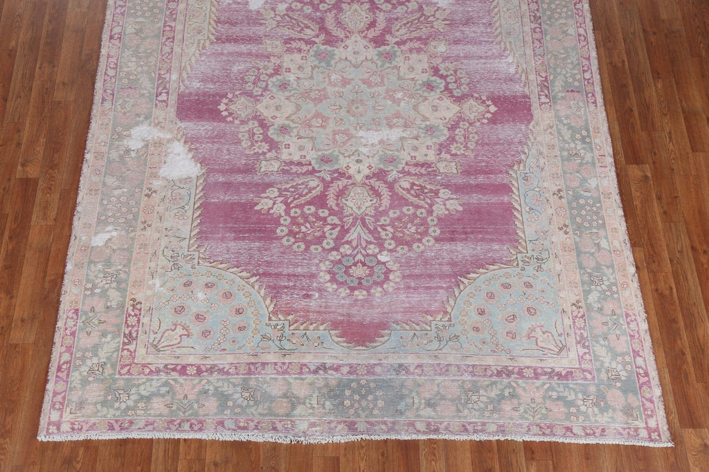 Wool Distressed Kerman Persian Area Rug 7x9