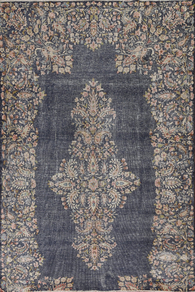 Floral Distressed Kerman Persian Area Rug 6x8