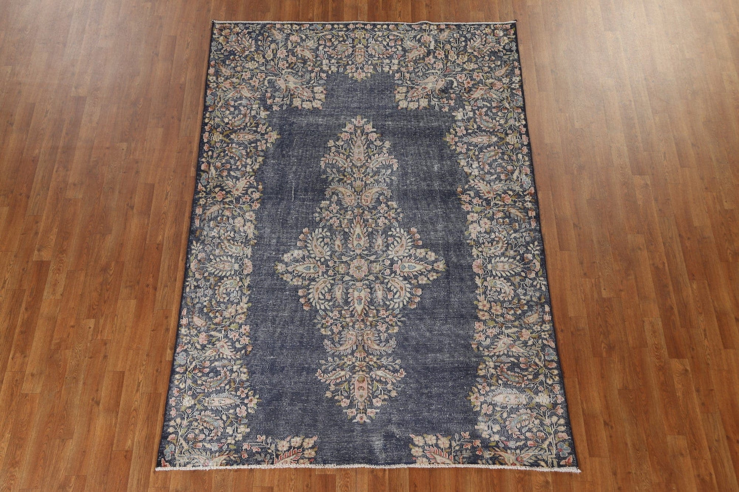 Floral Distressed Kerman Persian Area Rug 6x8