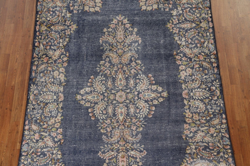 Floral Distressed Kerman Persian Area Rug 6x8