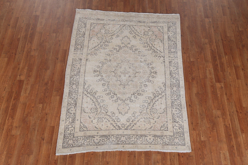 Geometric Wool Tabriz Persian Area Rug 5x6