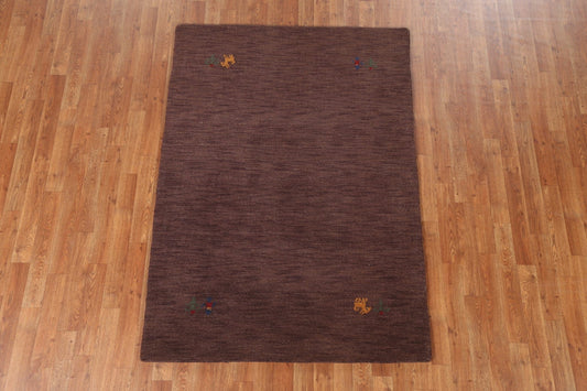 Brown Gabbeh Oriental Wool Rug 4x6