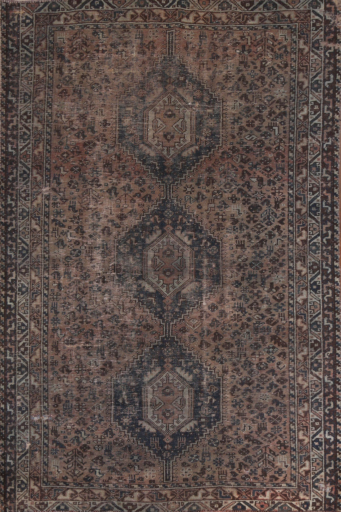 Antique Distressed Shiraz Persian Area Rug 7x9