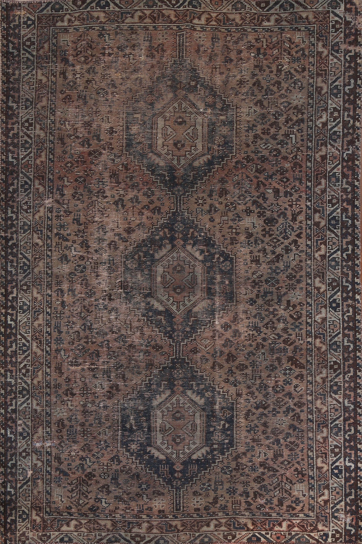 Antique Distressed Shiraz Persian Area Rug 7x9