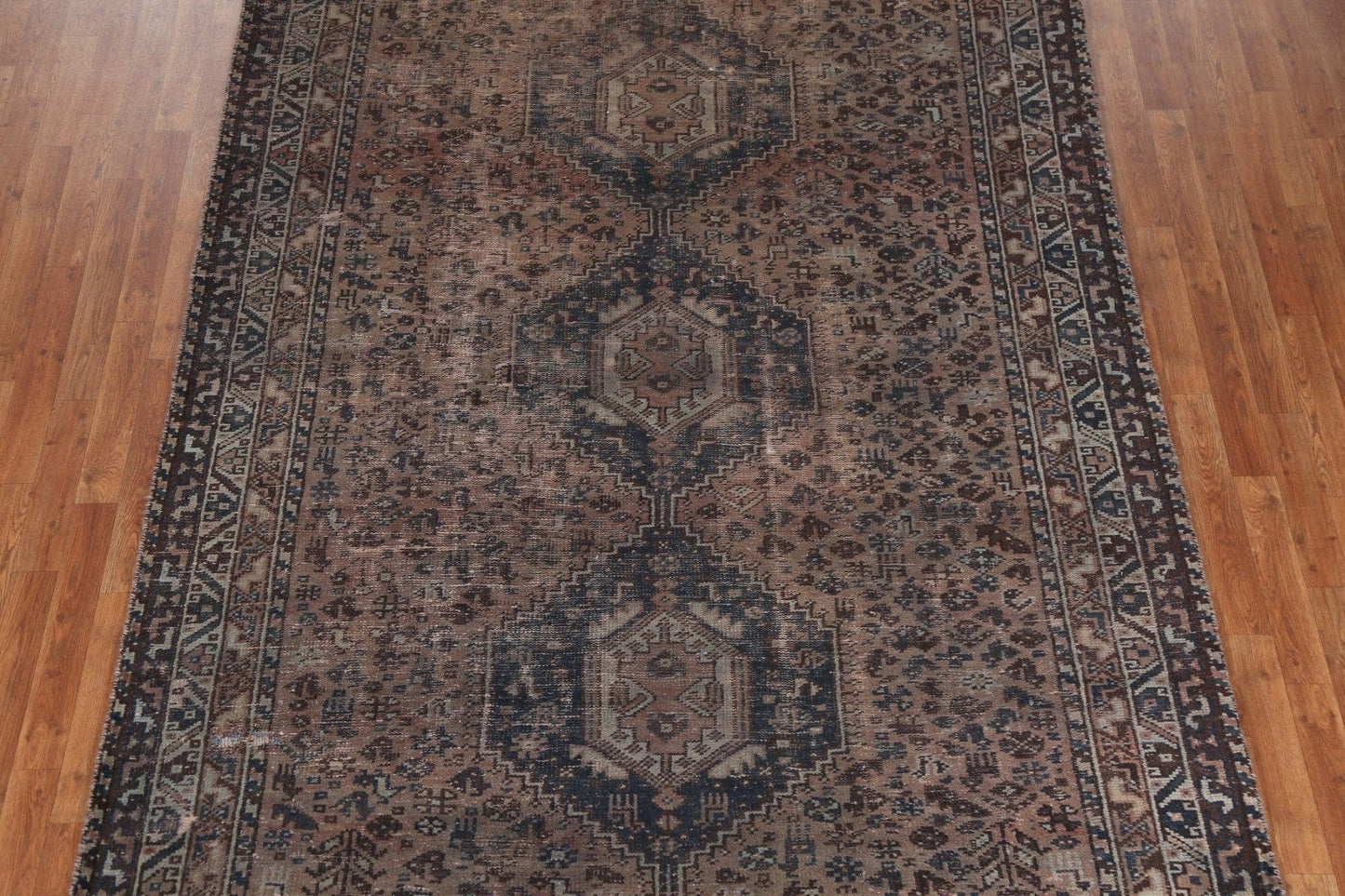 Antique Distressed Shiraz Persian Area Rug 7x9