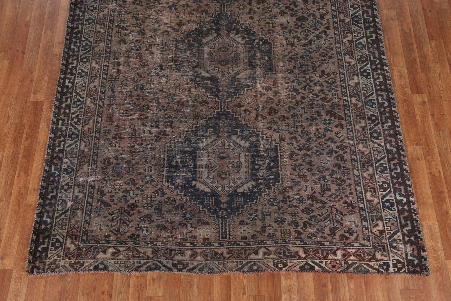 Antique Distressed Shiraz Persian Area Rug 7x9