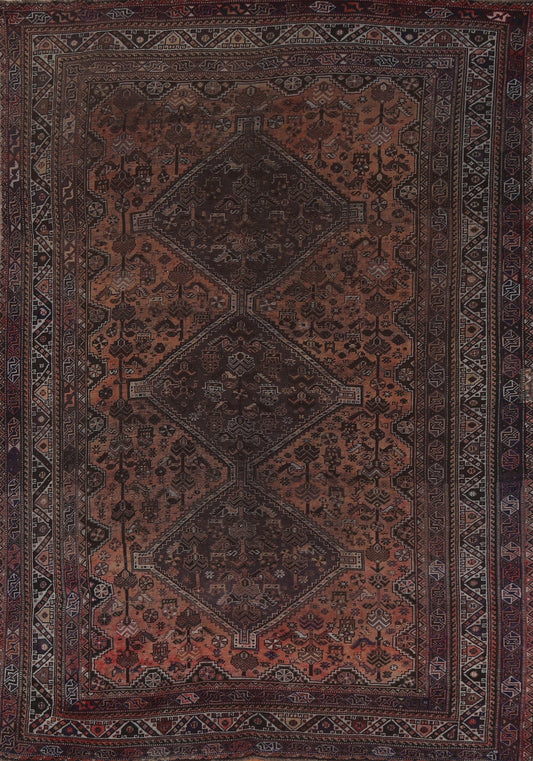 Antique Geometric Shiraz Persian Area Rug 7x10