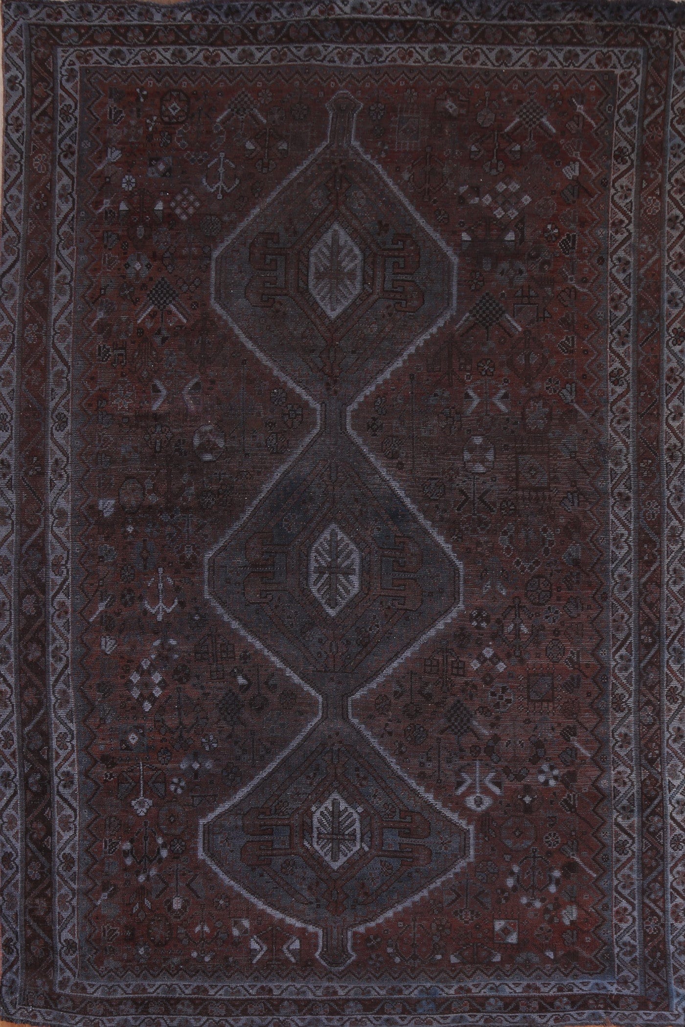 Antique Over-Dyed Shiraz Wool Persian Area Rug 7x10