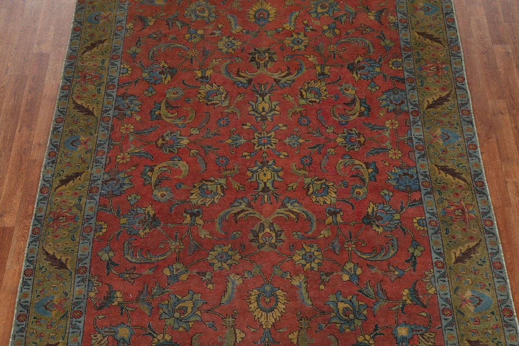 Over-Dyed Floral Tabriz Persian Area Rug 6x9