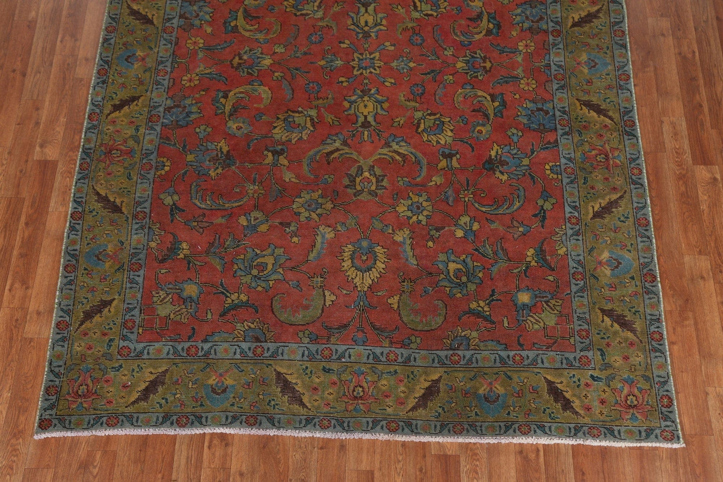 Over-Dyed Floral Tabriz Persian Area Rug 6x9