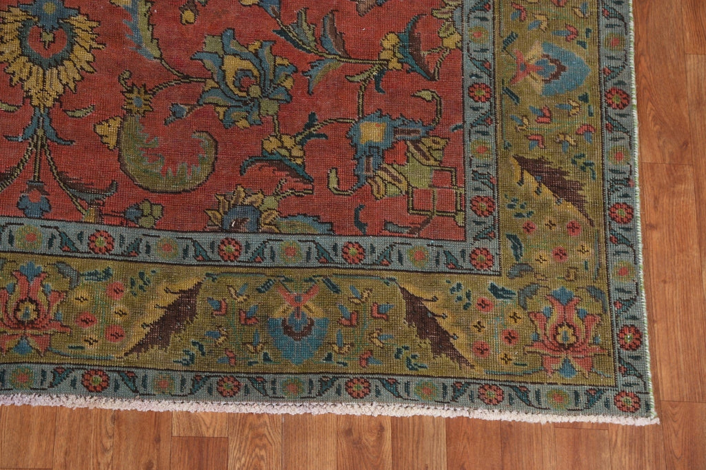 Over-Dyed Floral Tabriz Persian Area Rug 6x9