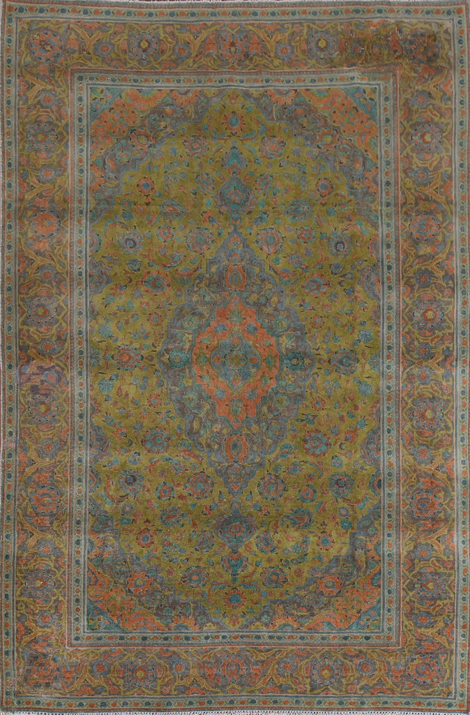 Over-Dyed Floral Tabriz Persian Area Rug 7x10