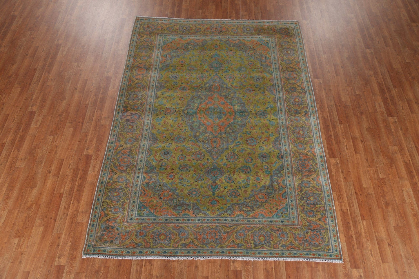 Over-Dyed Floral Tabriz Persian Area Rug 7x10