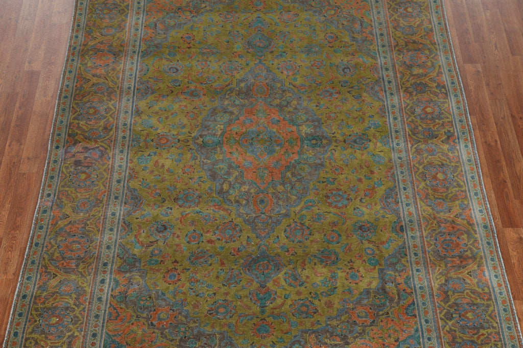 Over-Dyed Floral Tabriz Persian Area Rug 7x10