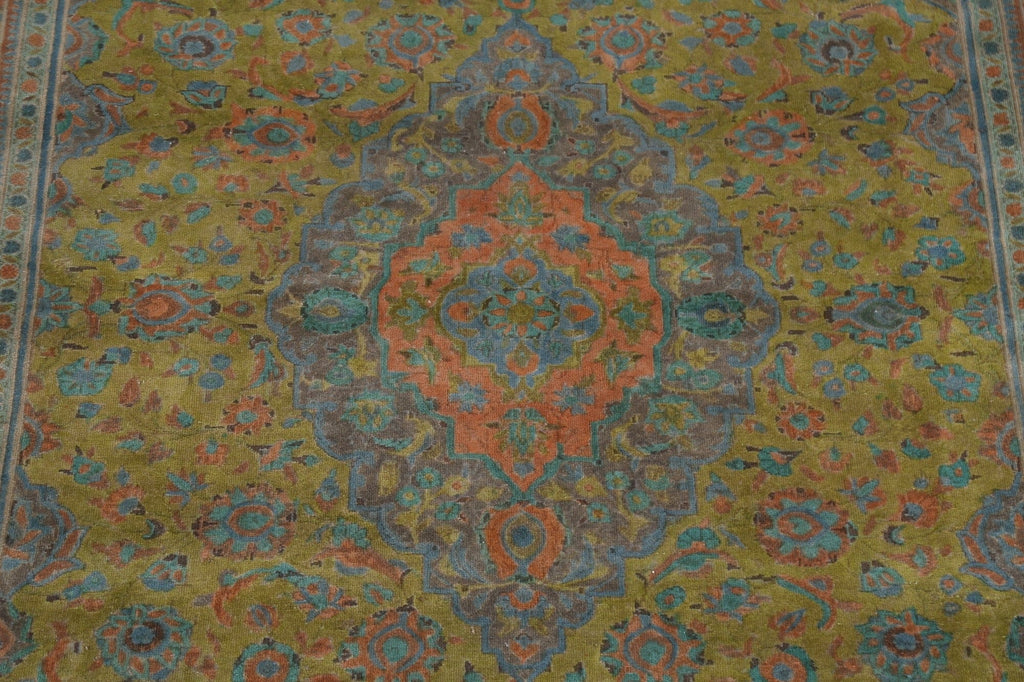 Over-Dyed Floral Tabriz Persian Area Rug 7x10