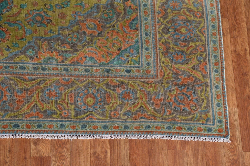 Over-Dyed Floral Tabriz Persian Area Rug 7x10