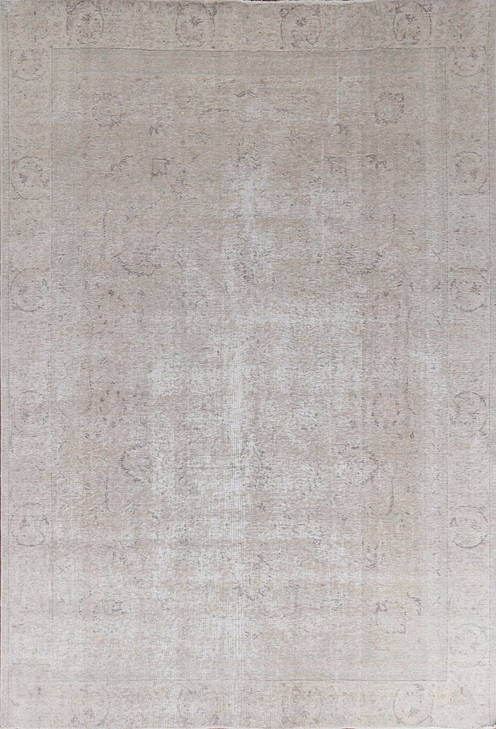 Distressed Geometric Tabriz Persian Area Rug 9x12