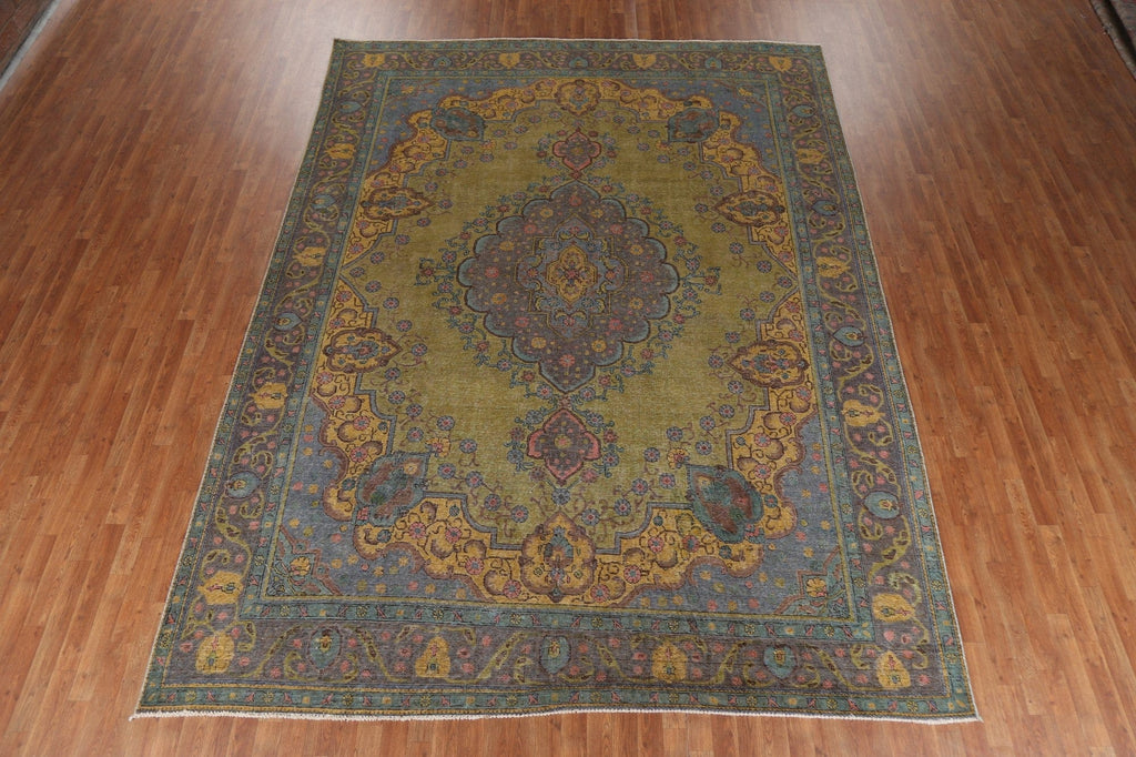 Geometric Over-Dyed Tabriz Persian Area Rug 10x13