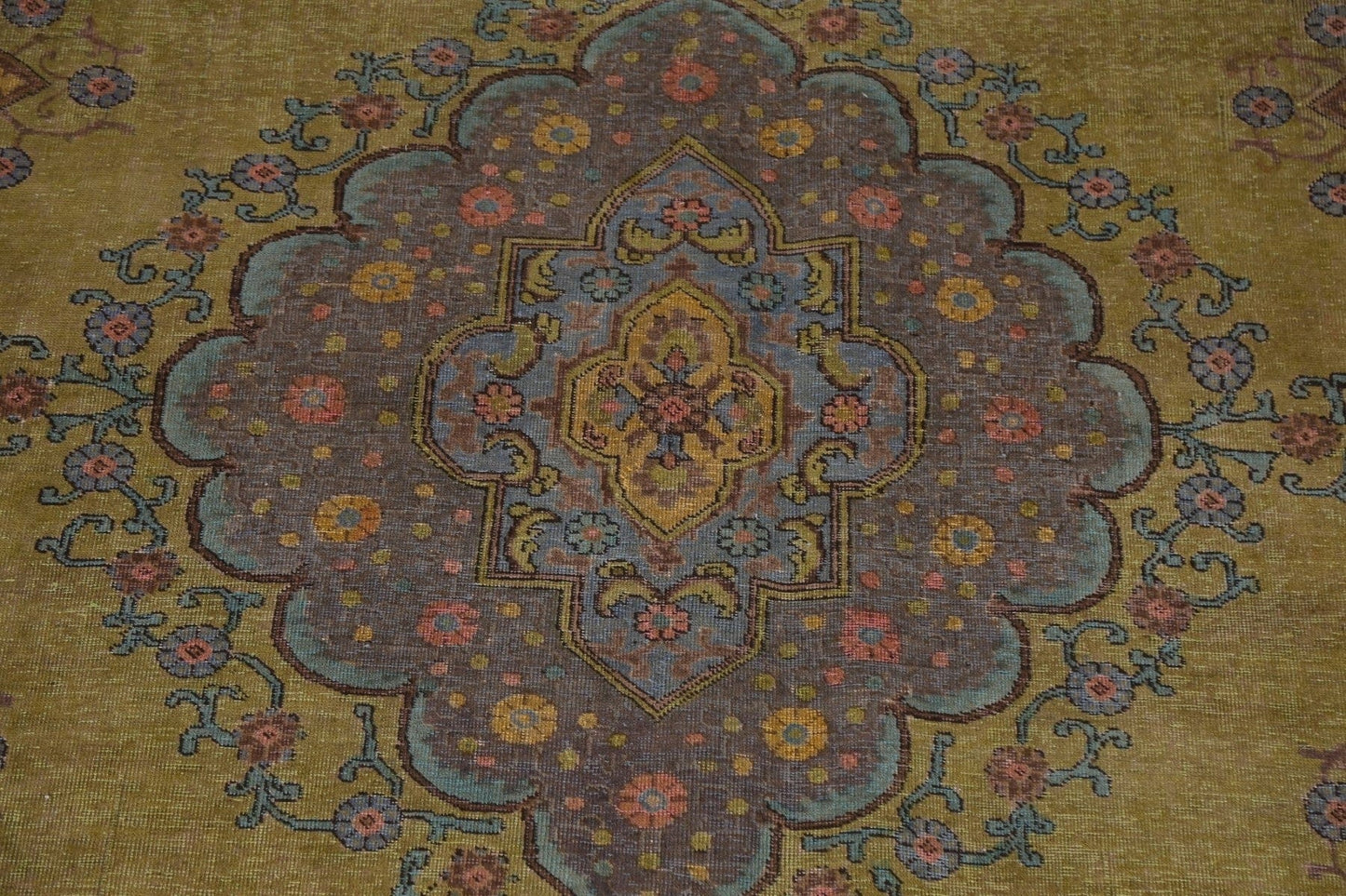 Geometric Over-Dyed Tabriz Persian Area Rug 10x13