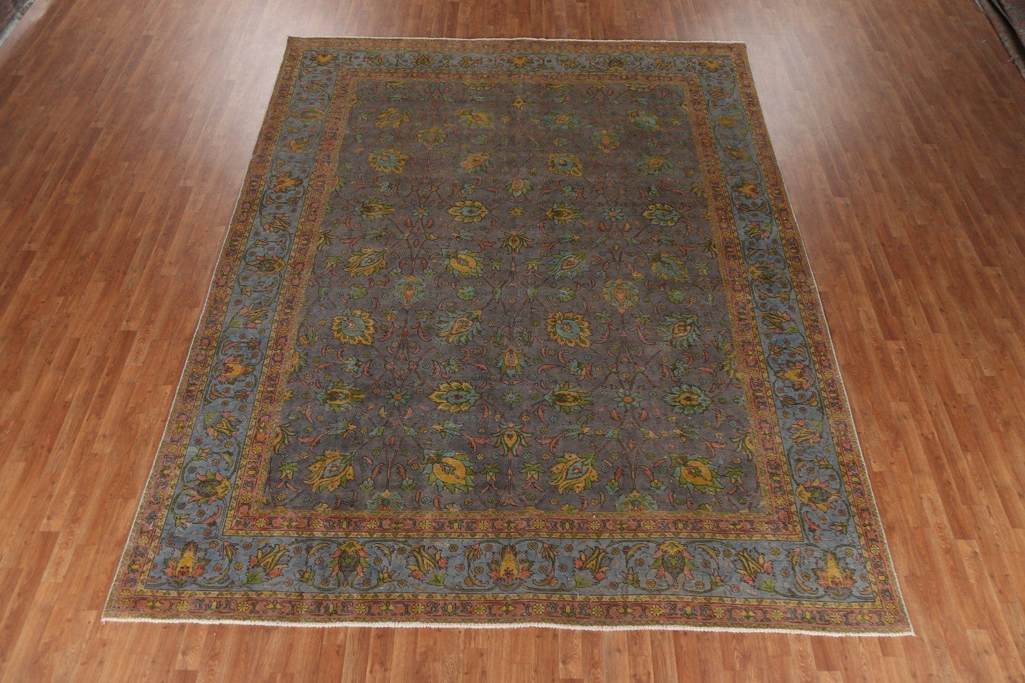 Over-Dyed Floral Tabriz Persian Area Rug 10x13