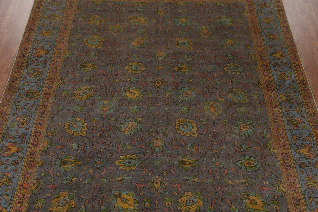 Over-Dyed Floral Tabriz Persian Area Rug 10x13