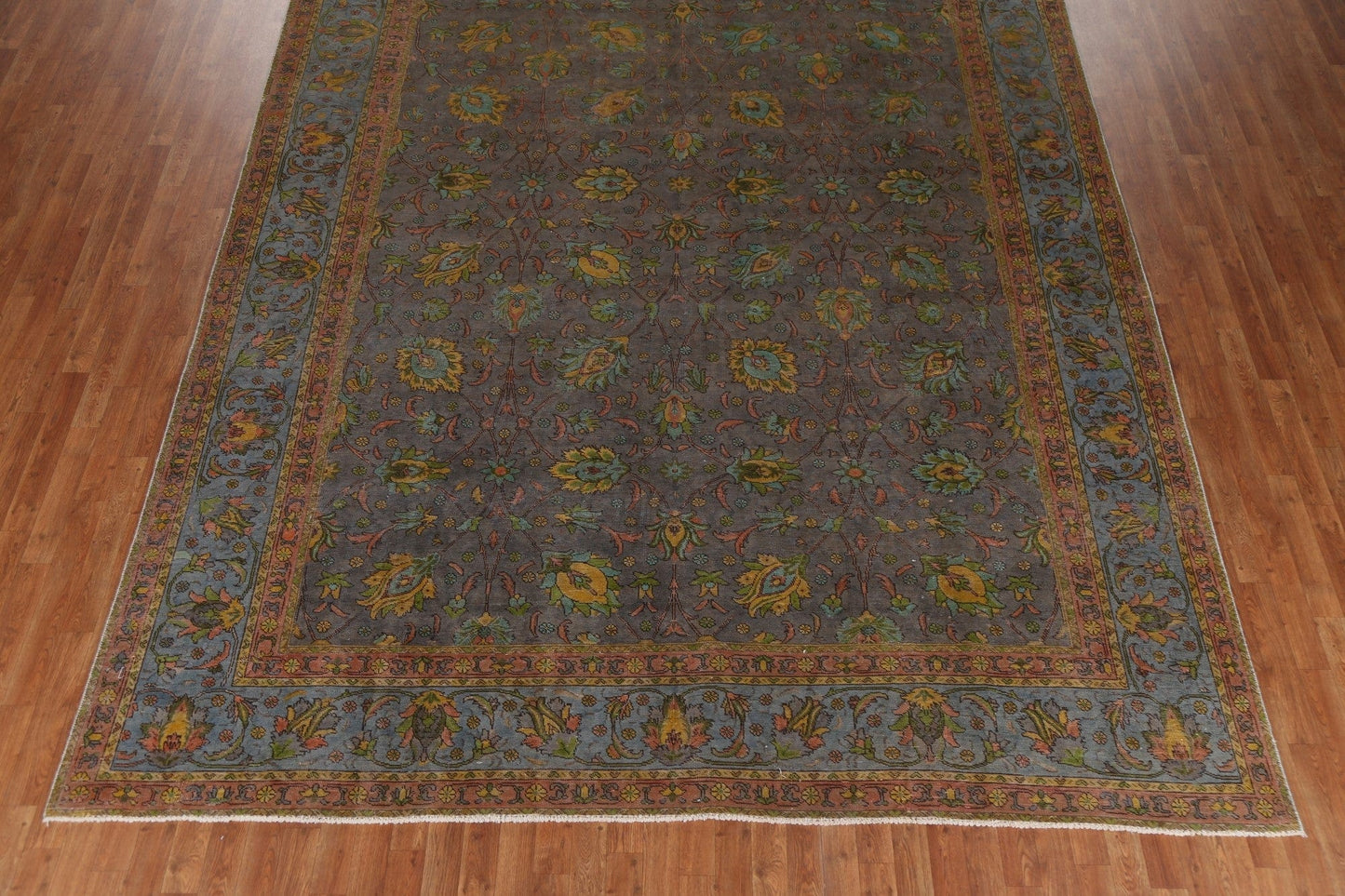 Over-Dyed Floral Tabriz Persian Area Rug 10x13