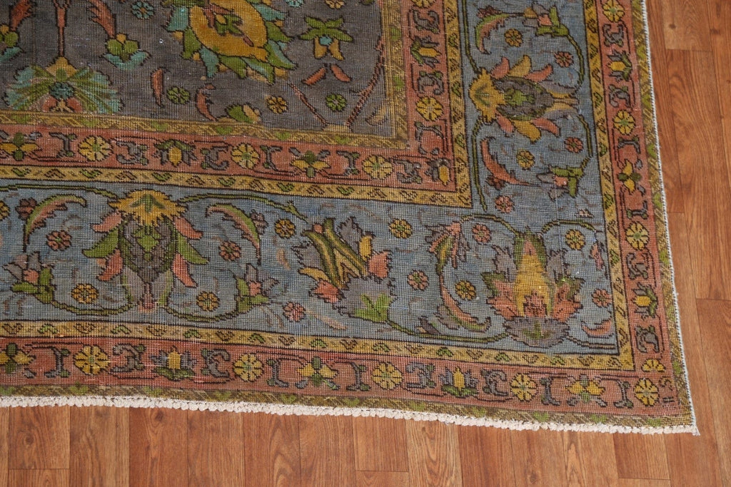 Over-Dyed Floral Tabriz Persian Area Rug 10x13