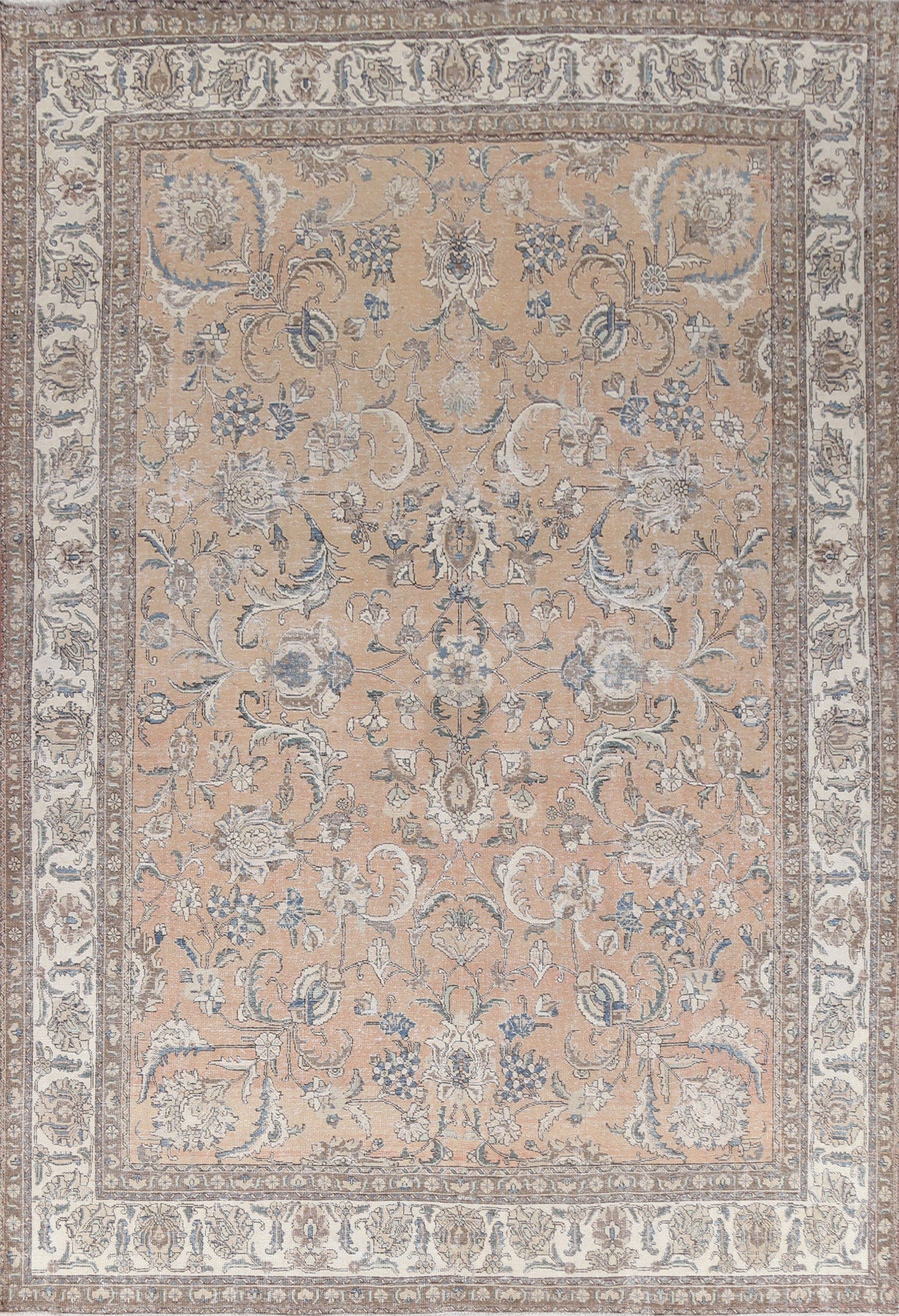 Floral Distressed Tabriz Persian Area Rug 10x13