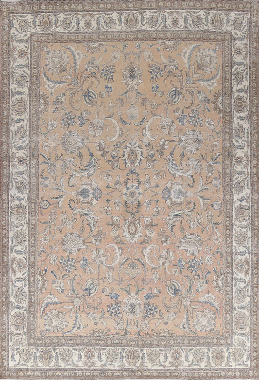 Floral Distressed Tabriz Persian Area Rug 10x13