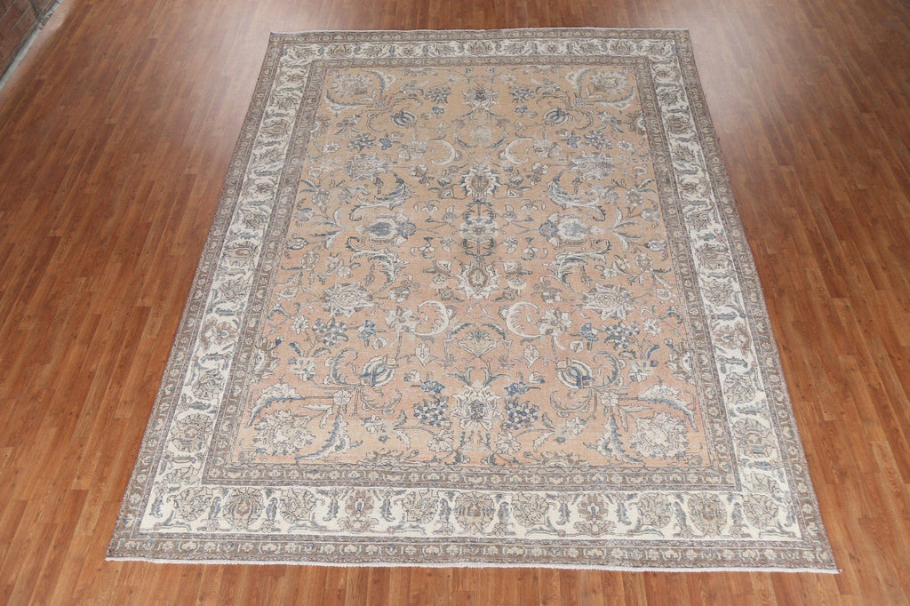 Floral Distressed Tabriz Persian Area Rug 10x13