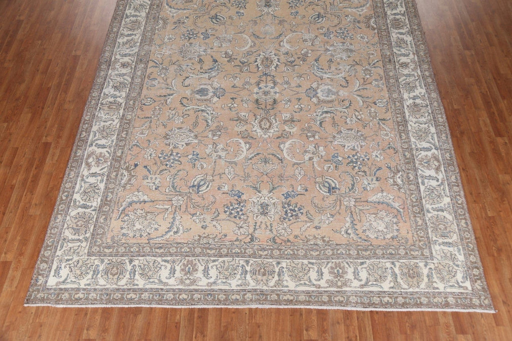 Floral Distressed Tabriz Persian Area Rug 10x13