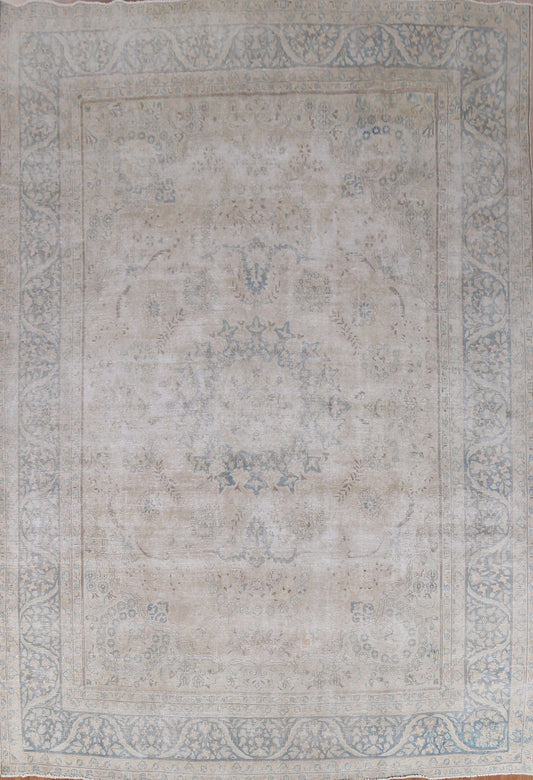 Distressed Muted Kerman Persian Area Rug 10x12