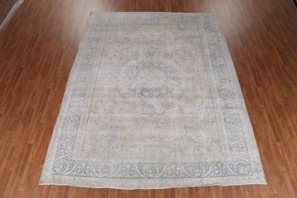 Distressed Muted Kerman Persian Area Rug 10x12