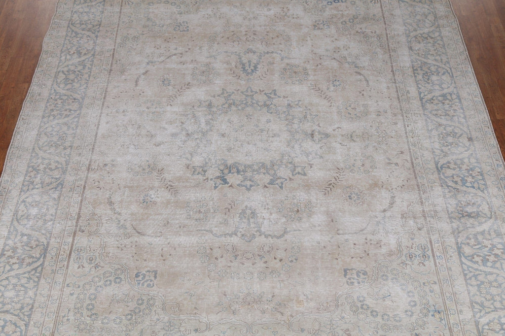 Distressed Muted Kerman Persian Area Rug 10x12