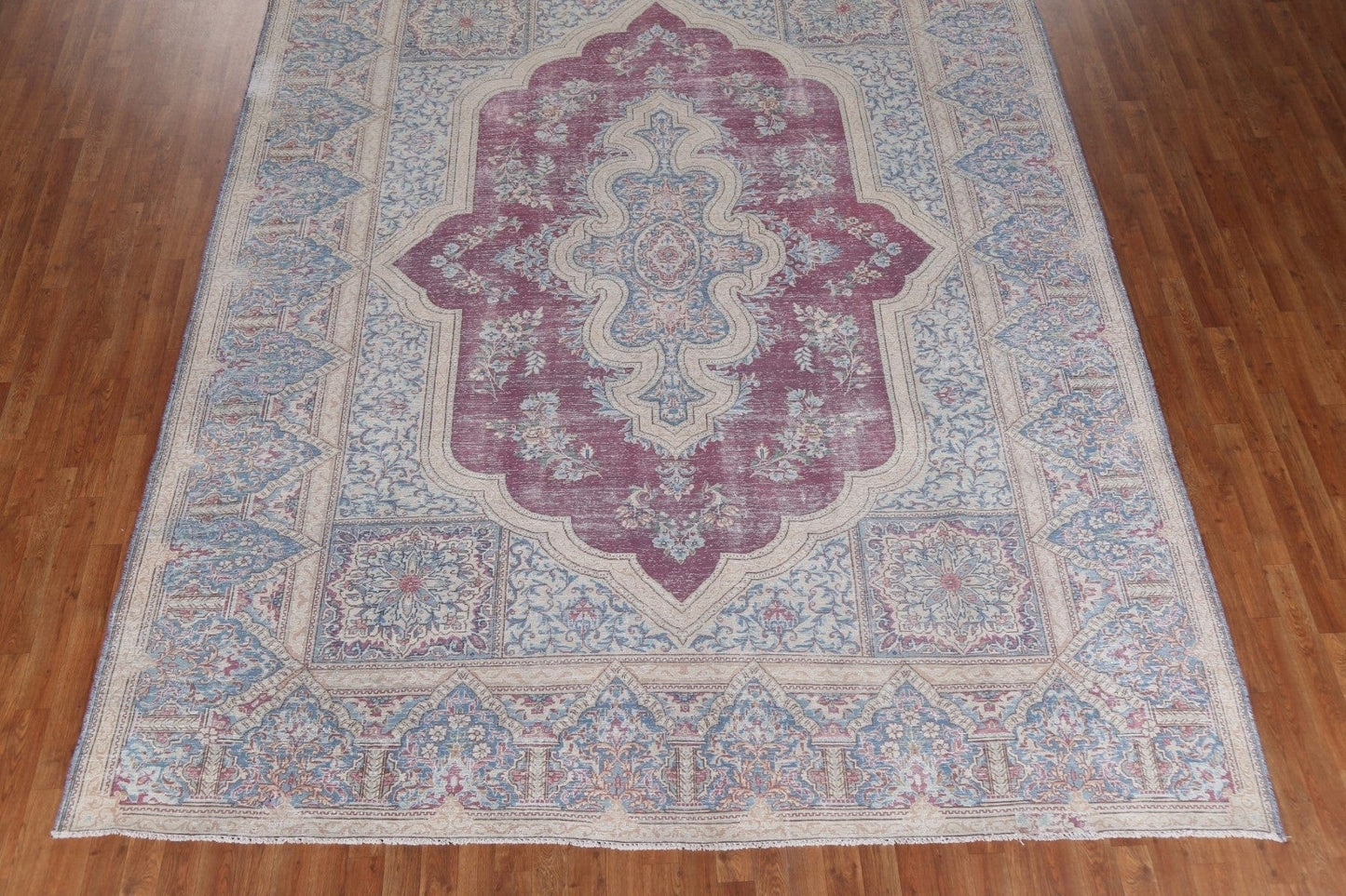 Antique Geometric Kerman Persian Area Rug 9x12