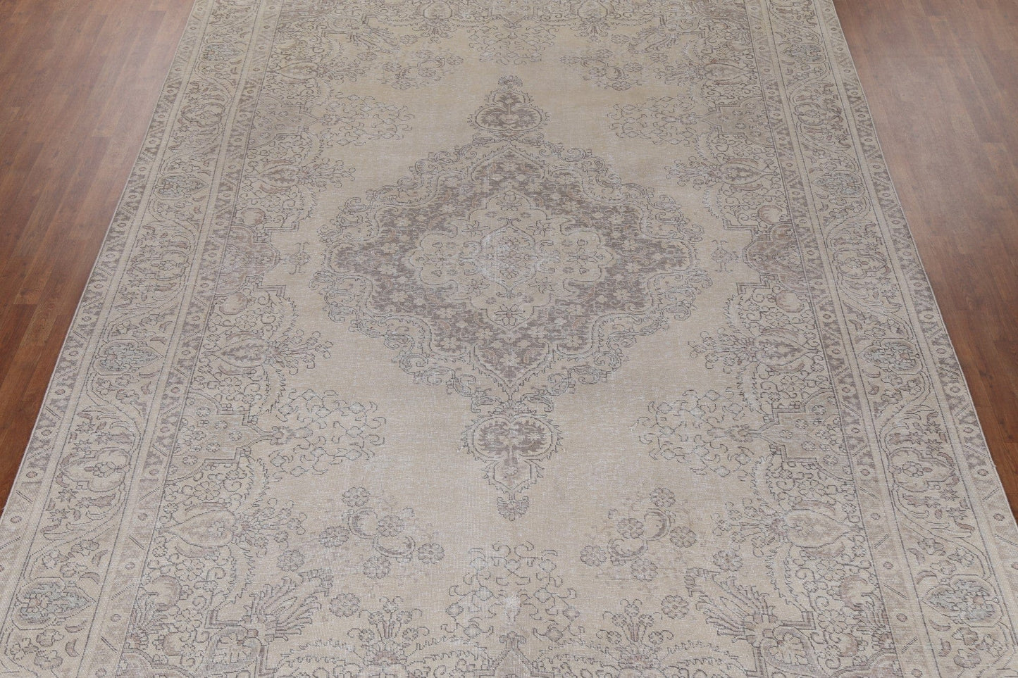 Muted Distressed Tabriz Large Persian Rug 10x15