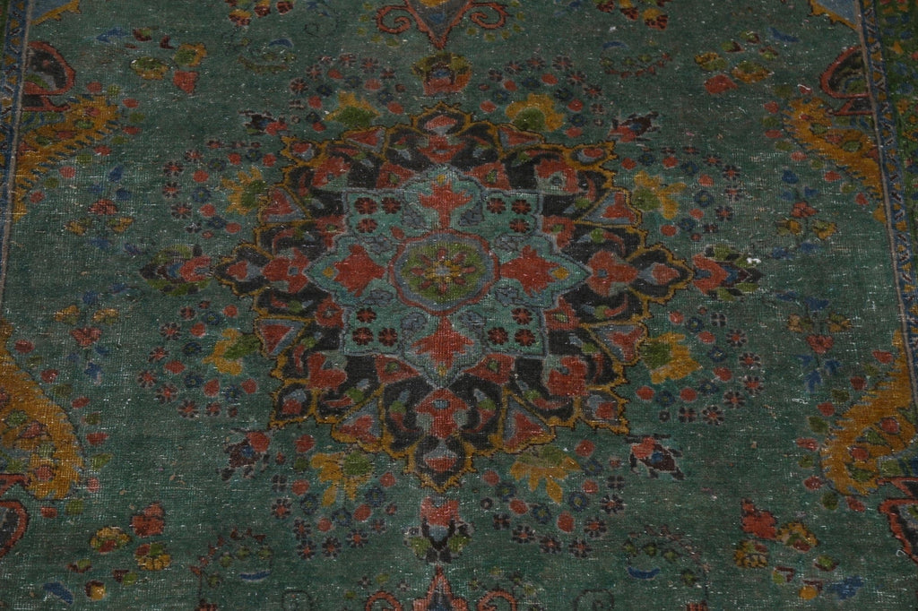 Geometric Overdyed Tabriz Persian Area Rug 6x9