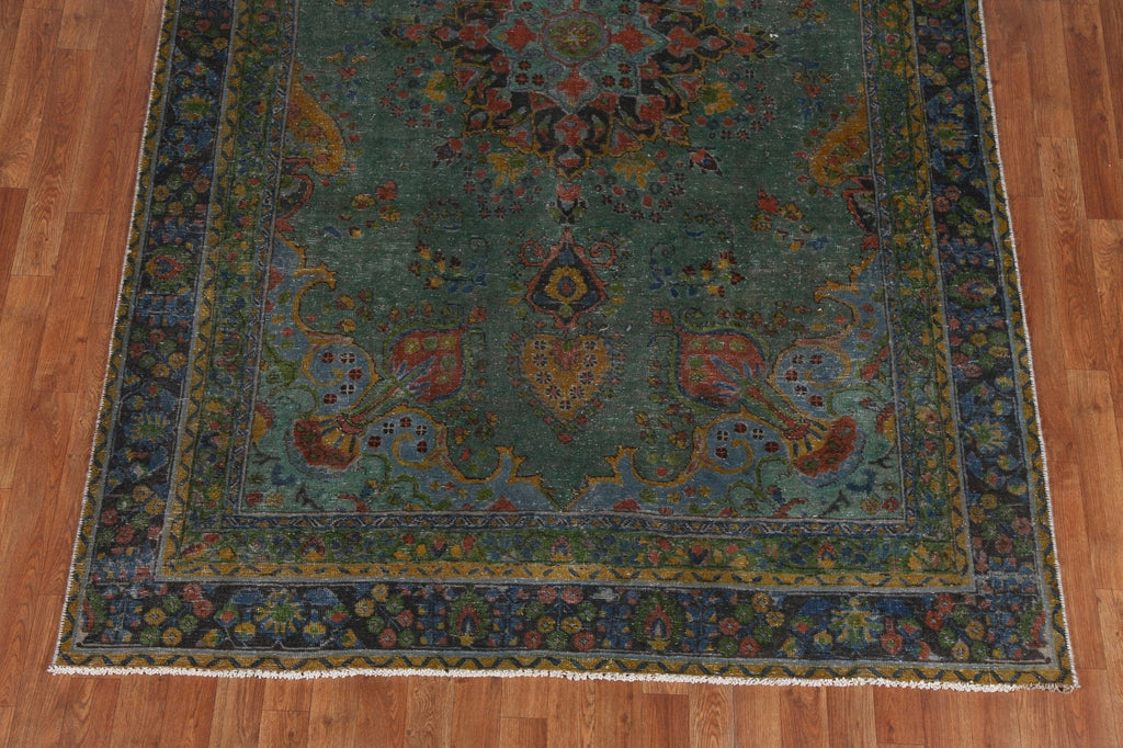 Geometric Overdyed Tabriz Persian Area Rug 6x9