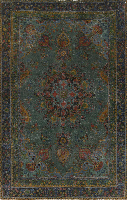 Geometric Overdyed Tabriz Persian Area Rug 6x9