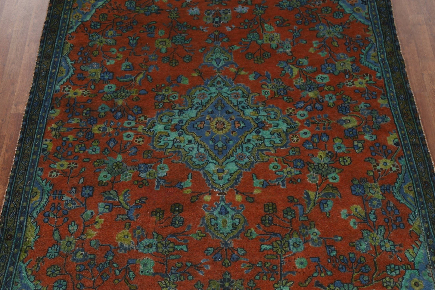 Over-Dyed Wool Hamedan Persian Area Rug 7x9