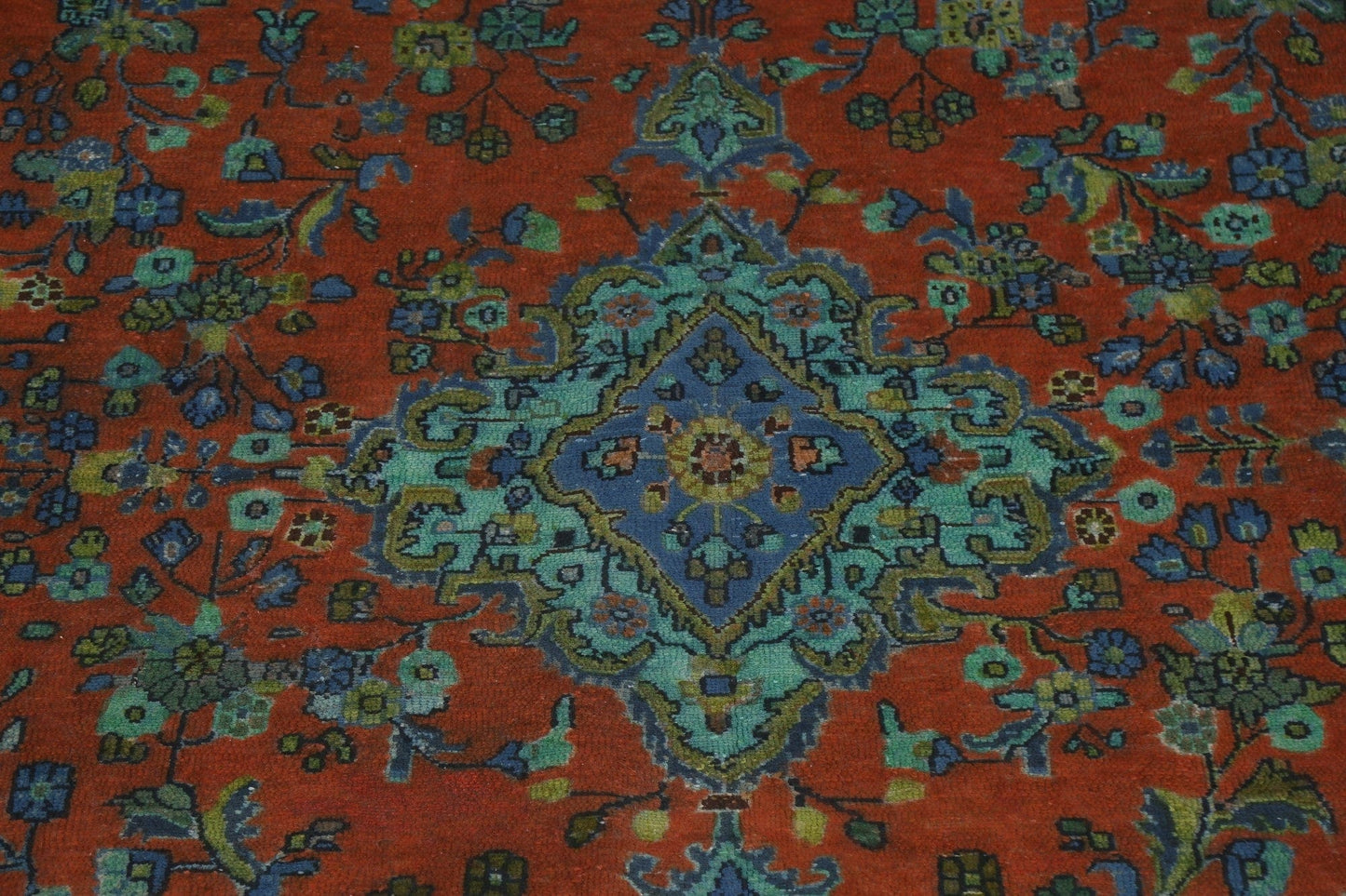 Over-Dyed Wool Hamedan Persian Area Rug 7x9