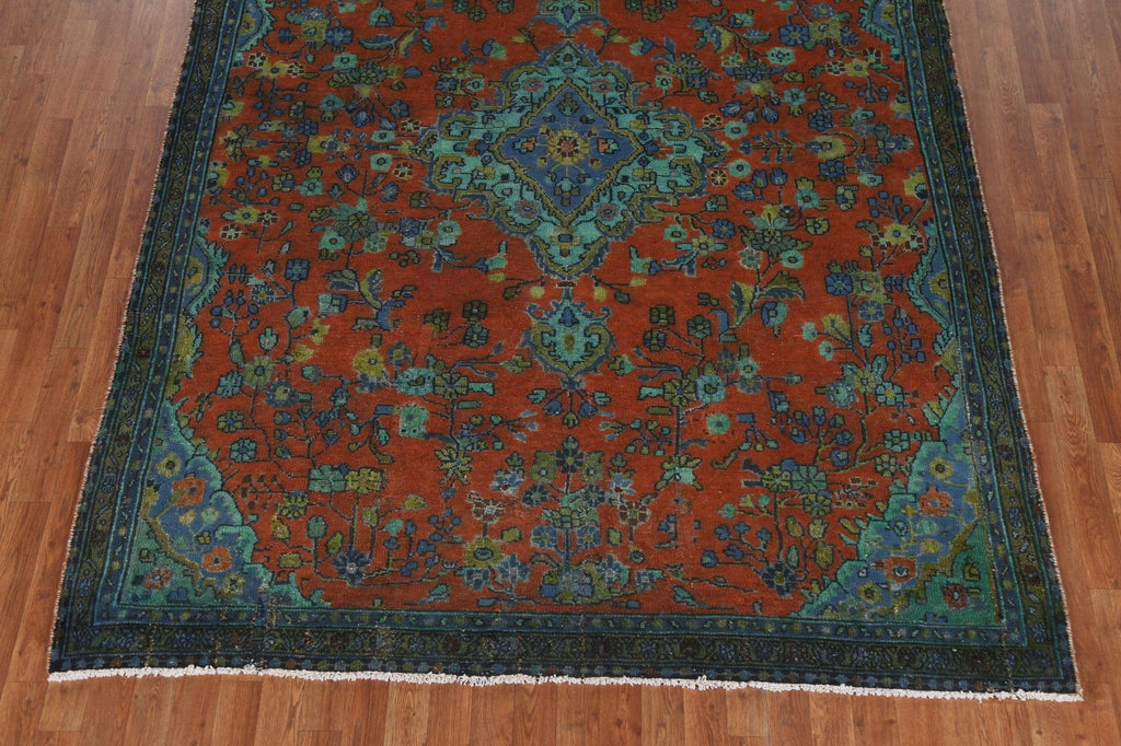 Over-Dyed Wool Hamedan Persian Area Rug 7x9