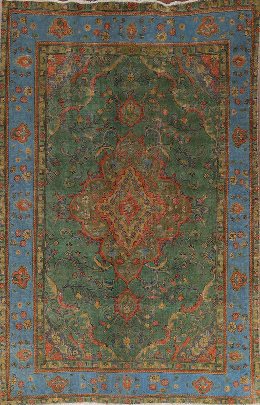 Over-Dyed Floral Tabriz Persian Area Rug 6x9