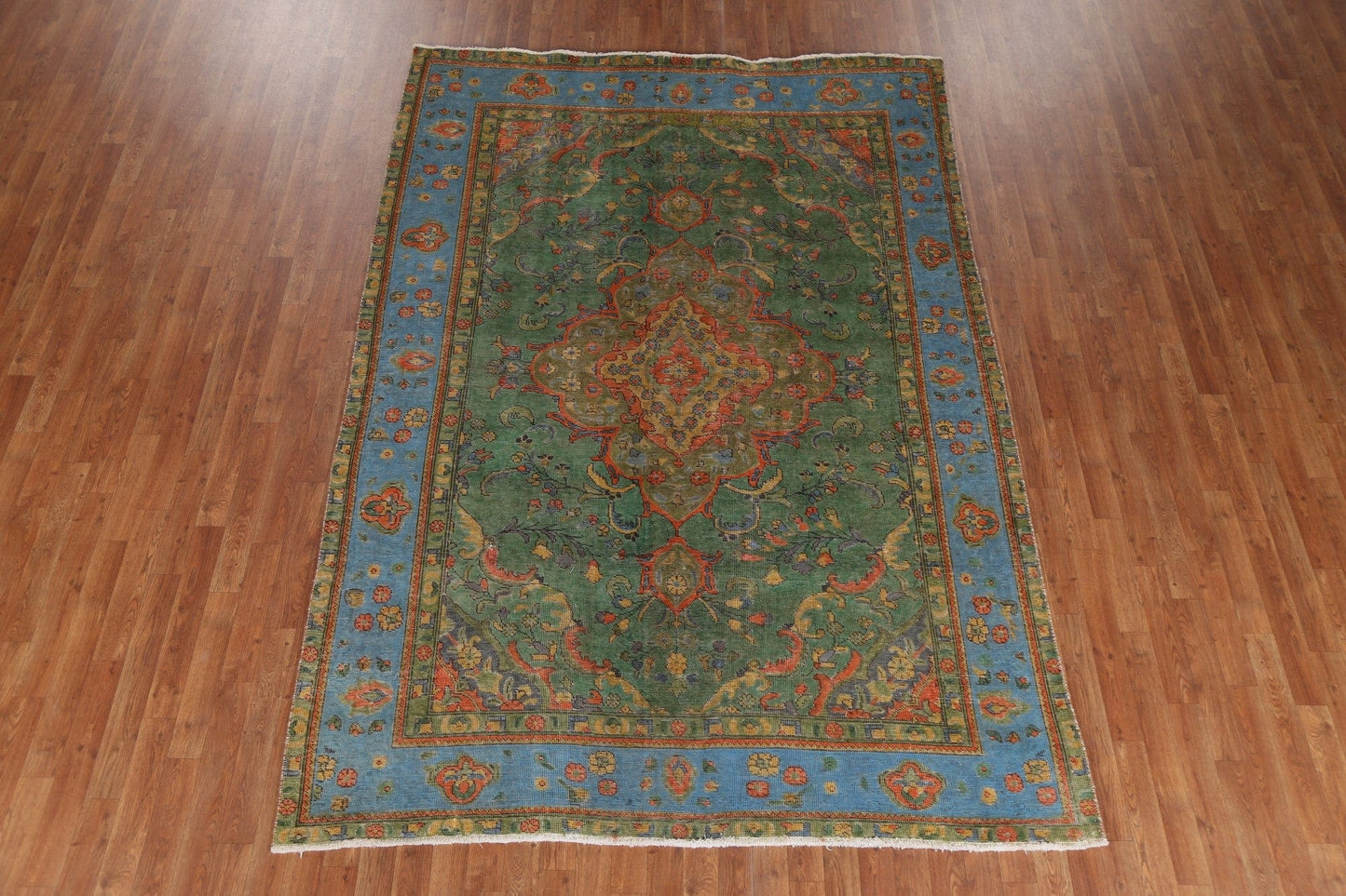 Over-Dyed Floral Tabriz Persian Area Rug 6x9