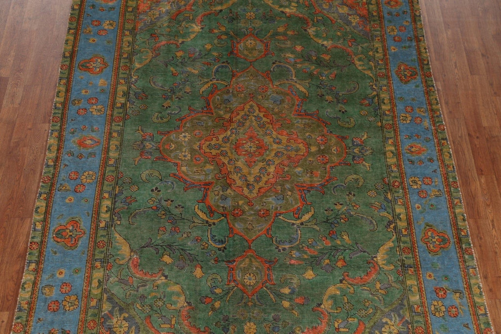 Over-Dyed Floral Tabriz Persian Area Rug 6x9