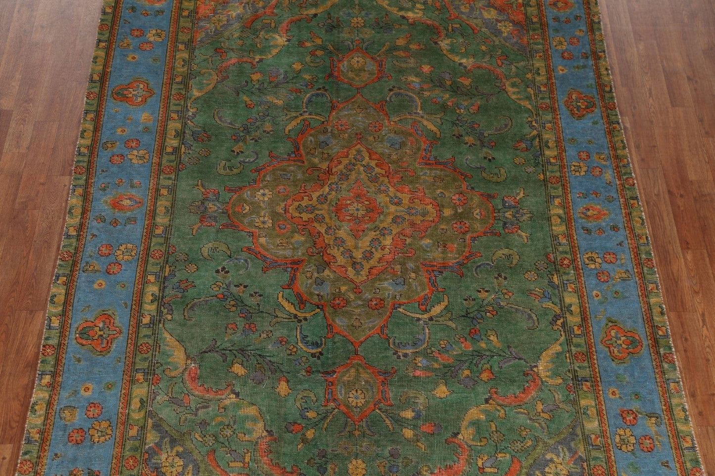 Over-Dyed Floral Tabriz Persian Area Rug 6x9