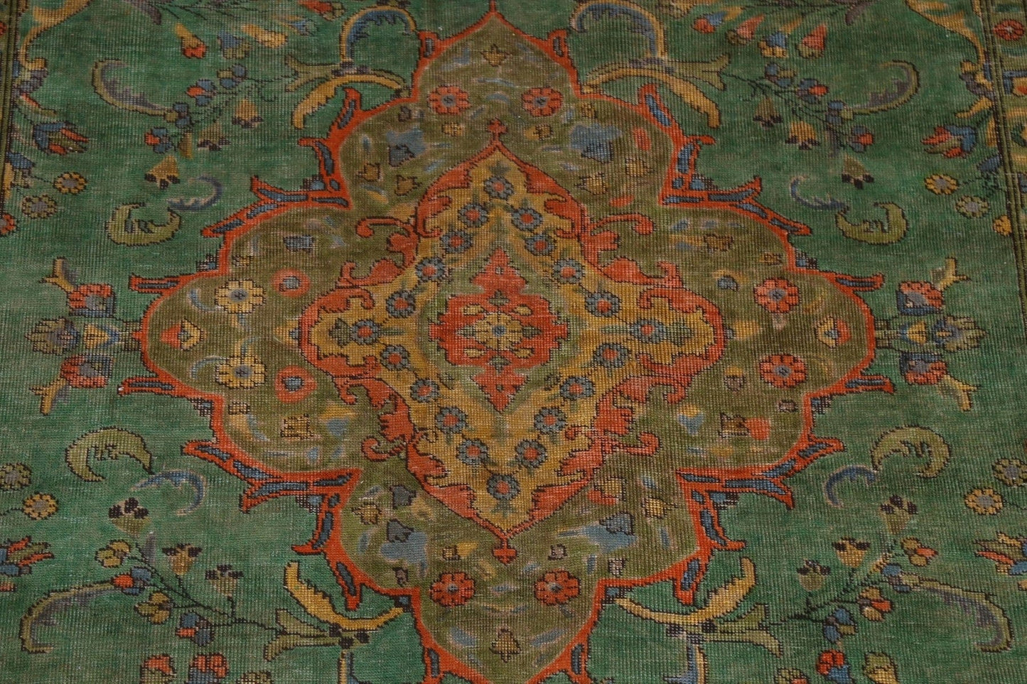 Over-Dyed Floral Tabriz Persian Area Rug 6x9